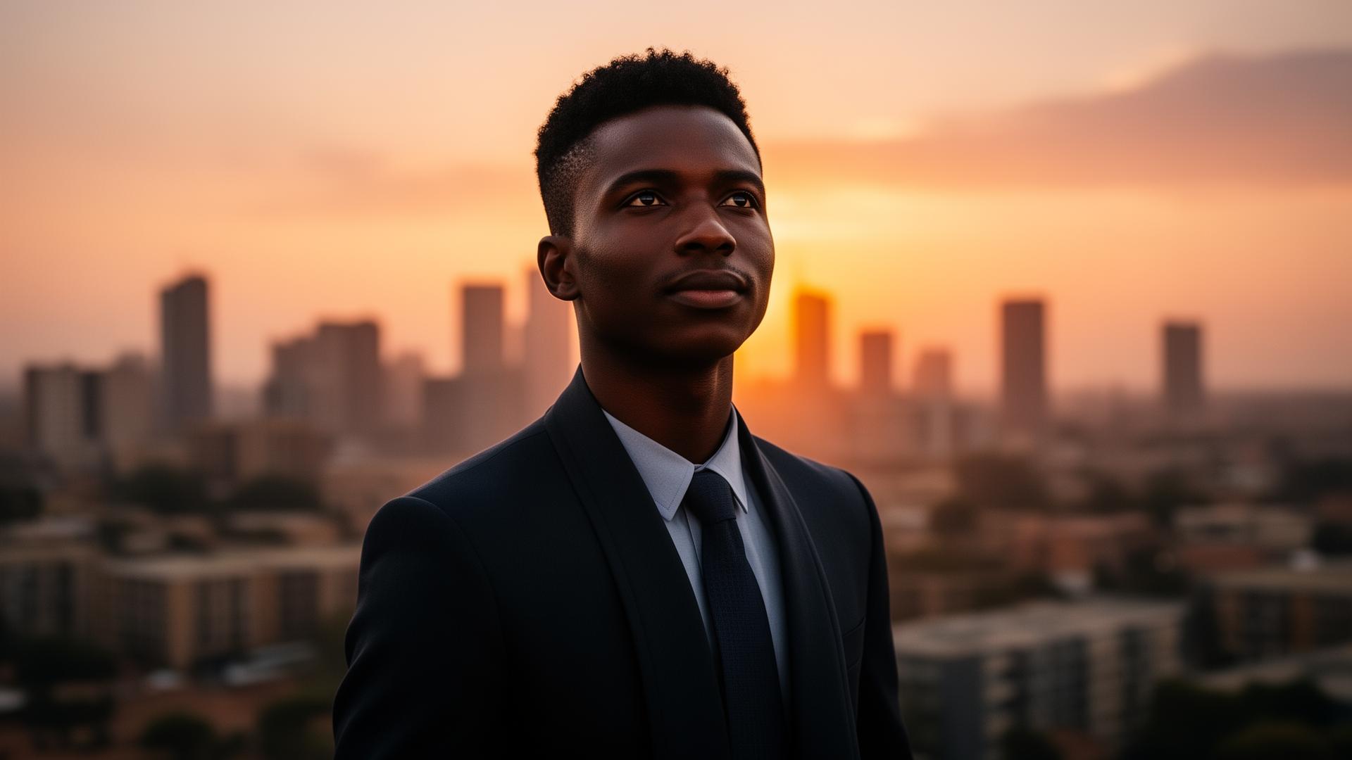 Young African leader looking forward